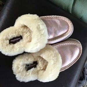 Iridescent Pink Slippers with Plush Cream Lining